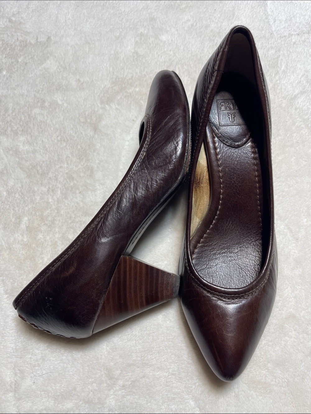 Frye Dark Brown Leather Pointed Toe Pumps Size 6.5